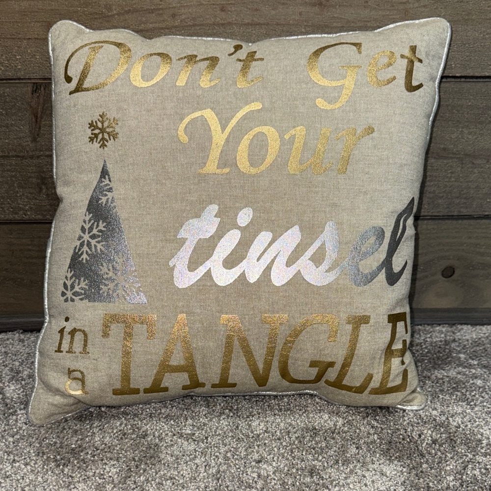 Pier 1 Holiday Pillow Cover with Gold and Silver Text (pillow cover only)